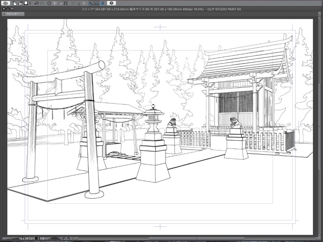 漫画背景用3D素材 「神社」(CLIP STUDIO用 3Dオブジェクト)