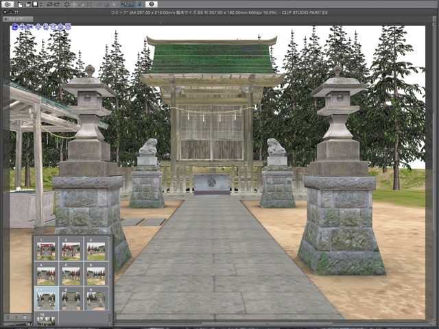 漫画背景用3D素材 「神社」(CLIP STUDIO用 3Dオブジェクト)