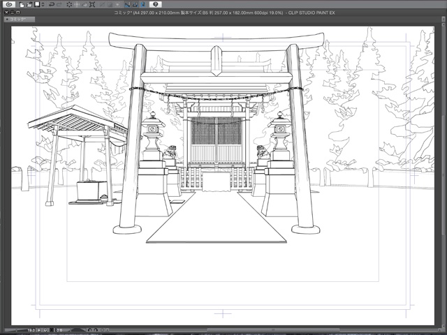 漫画背景用3D素材 「神社」(CLIP STUDIO用 3Dオブジェクト)