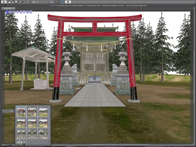 漫画背景用3D素材 「神社」(CLIP STUDIO用 3Dオブジェクト)