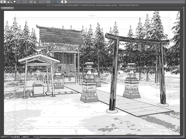 漫画背景用3D素材 「神社」(CLIP STUDIO用 3Dオブジェクト)