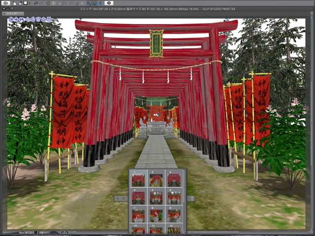 漫画背景用3D素材 「稲荷神社」(CLIP STUDIO用 3Dオブジェクト)