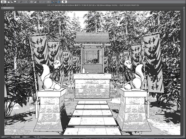漫画背景用3D素材 「稲荷神社」(CLIP STUDIO用 3Dオブジェクト)
