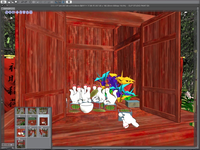 漫画背景用3D素材 「稲荷神社」(CLIP STUDIO用 3Dオブジェクト)