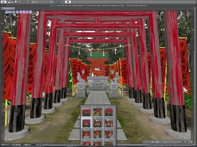 漫画背景用3D素材 「稲荷神社」(CLIP STUDIO用 3Dオブジェクト)