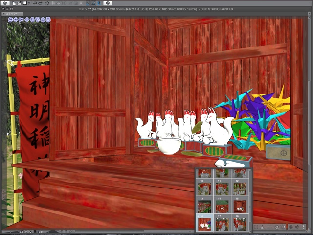 漫画背景用3D素材 「稲荷神社」(CLIP STUDIO用 3Dオブジェクト)