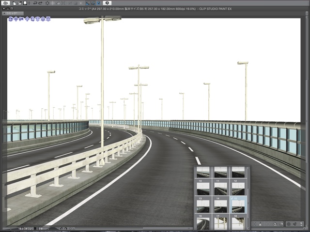 漫画背景用3D素材_「高架道路」(CLIP STUDIO用 3Dオブジェクト)