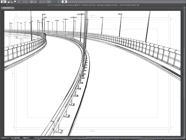 漫画背景用3D素材_「高架道路」(CLIP STUDIO用 3Dオブジェクト)