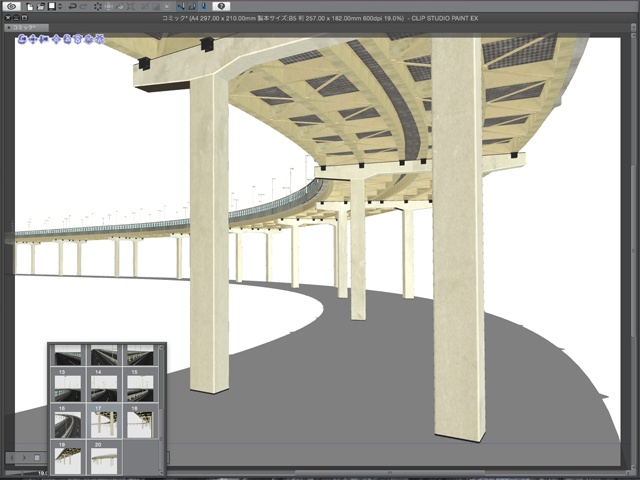 漫画背景用3D素材_「高架道路」(CLIP STUDIO用 3Dオブジェクト)
