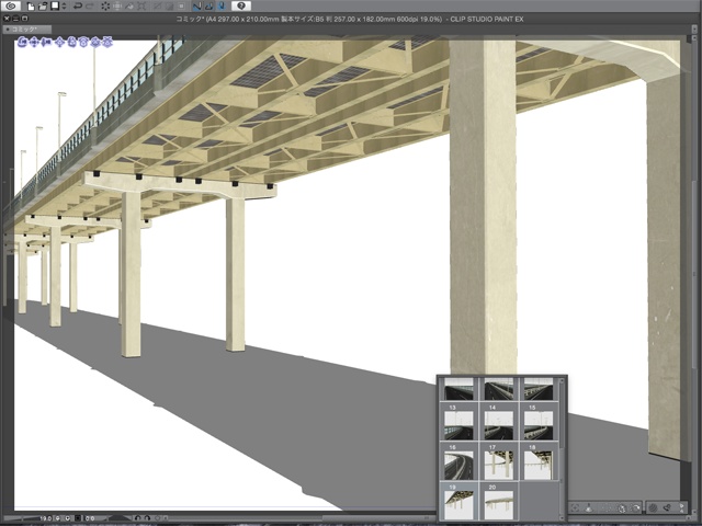 漫画背景用3D素材_「高架道路」(CLIP STUDIO用 3Dオブジェクト)