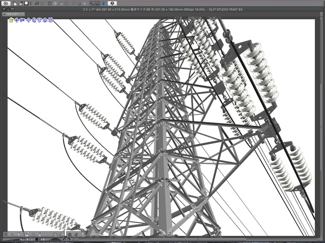 漫画背景用3D素材_「高圧線鉄塔」(CLIP STUDIO用 3Dオブジェクト)