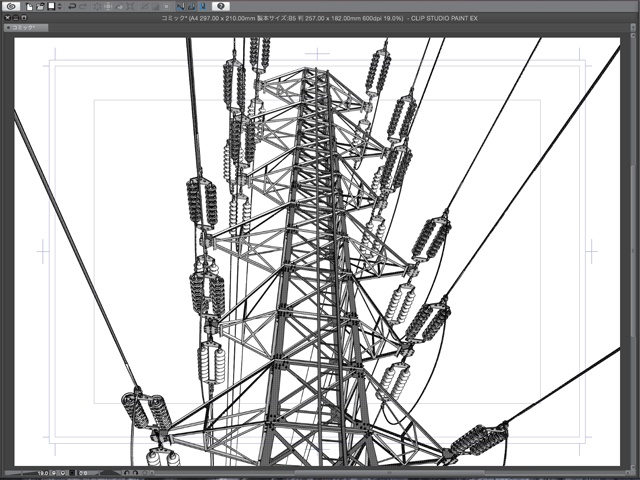 漫画背景用3D素材_「高圧線鉄塔」(CLIP STUDIO用 3Dオブジェクト)