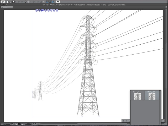 漫画背景用3D素材_「高圧線鉄塔」(CLIP STUDIO用 3Dオブジェクト)