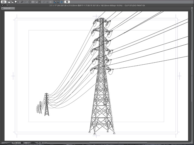 漫画背景用3D素材_「高圧線鉄塔」(CLIP STUDIO用 3Dオブジェクト)
