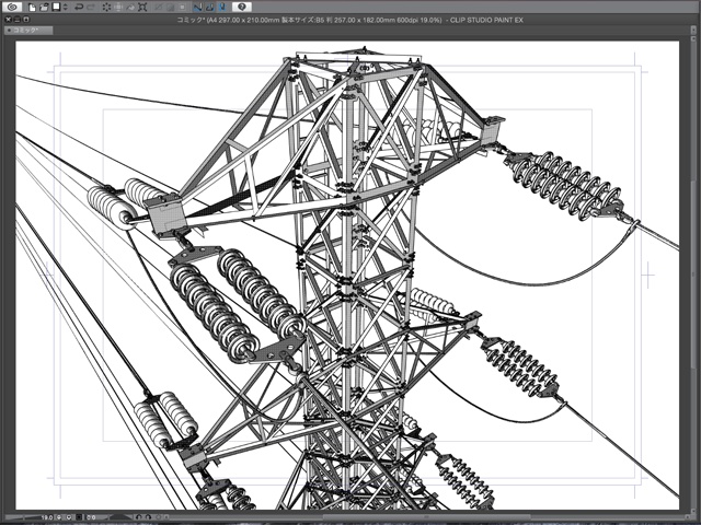 漫画背景用3D素材_「高圧線鉄塔」(CLIP STUDIO用 3Dオブジェクト)