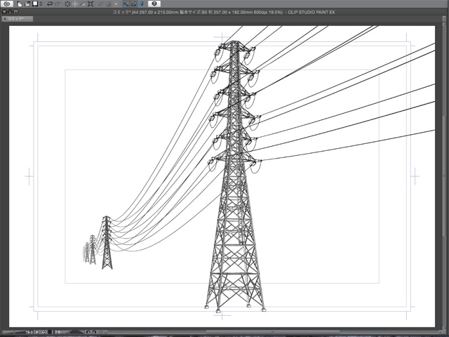 漫画背景用3D素材_「高圧線鉄塔」(CLIP STUDIO用 3Dオブジェクト)