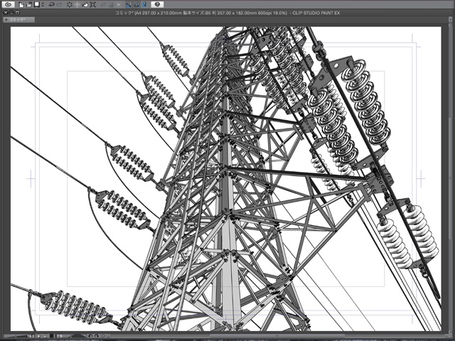 漫画背景用3D素材_「高圧線鉄塔」(CLIP STUDIO用 3Dオブジェクト)