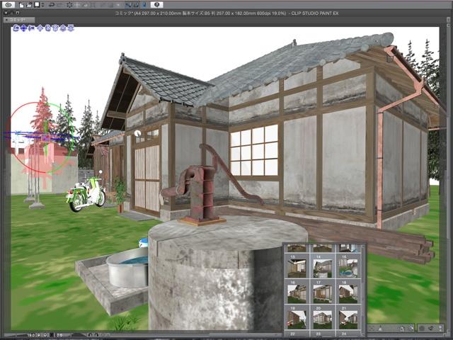 漫画背景用3D素材 「古民家」(CLIP STUDIO用 3Dオブジェクト)