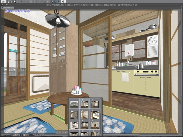 漫画背景用3D素材 「古民家」(CLIP STUDIO用 3Dオブジェクト)