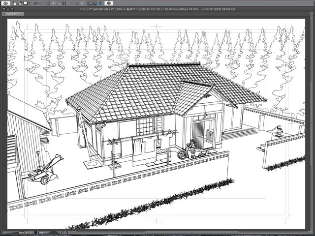 漫画背景用3D素材 「古民家」(CLIP STUDIO用 3Dオブジェクト)