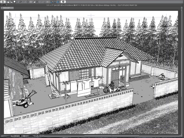 漫画背景用3D素材 「古民家」(CLIP STUDIO用 3Dオブジェクト)