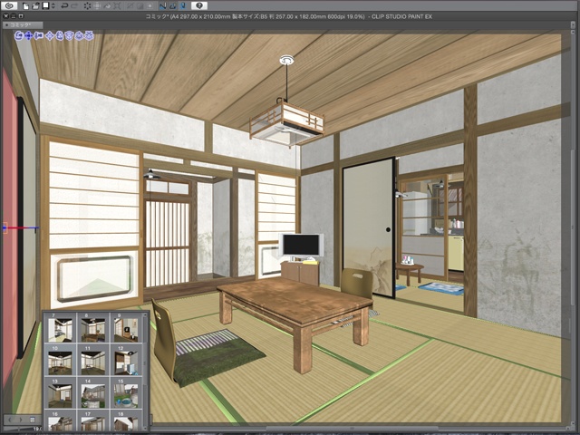 漫画背景用3D素材 「古民家」(CLIP STUDIO用 3Dオブジェクト)