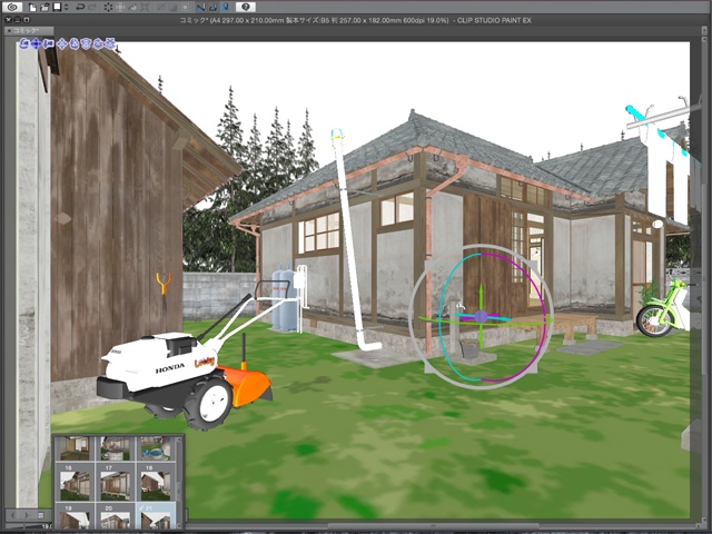 漫画背景用3D素材 「古民家」(CLIP STUDIO用 3Dオブジェクト)