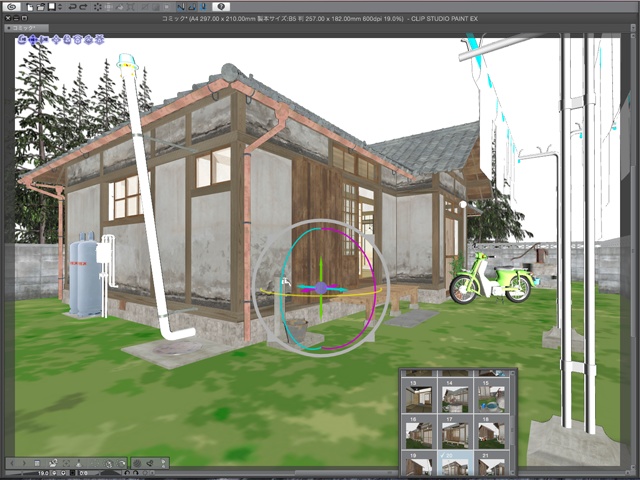漫画背景用3D素材 「古民家」(CLIP STUDIO用 3Dオブジェクト)