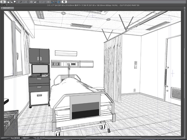 漫画背景用3D素材_「病院個室ベッド」(CLIP STUDIO用 3Dオブジェクト)
