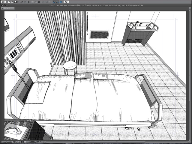 漫画背景用3D素材_「病院個室ベッド」(CLIP STUDIO用 3Dオブジェクト)