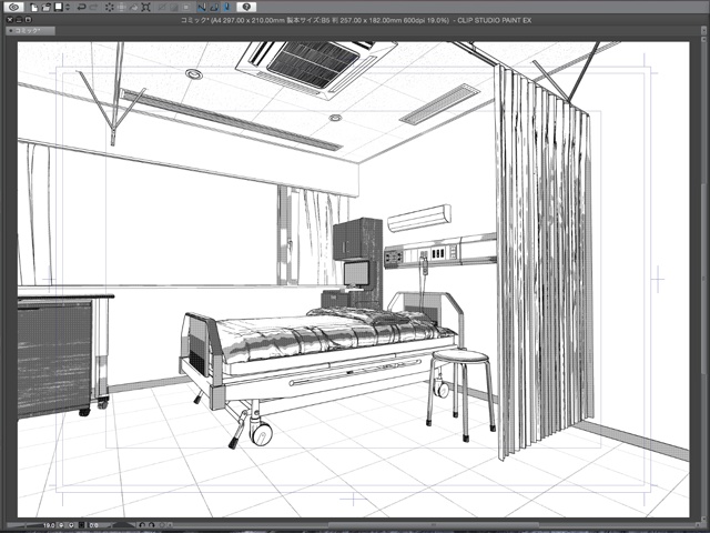漫画背景用3D素材_「病院個室ベッド」(CLIP STUDIO用 3Dオブジェクト)