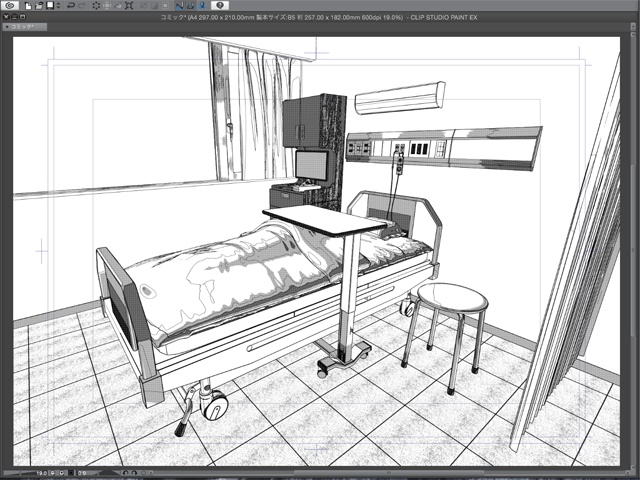 漫画背景用3D素材_「病院個室ベッド」(CLIP STUDIO用 3Dオブジェクト)