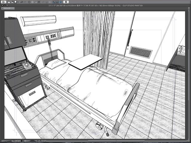 漫画背景用3D素材_「病院個室ベッド」(CLIP STUDIO用 3Dオブジェクト)