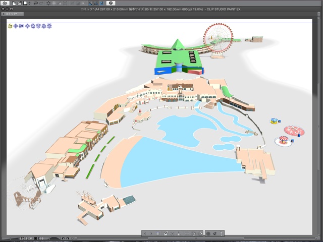 漫画背景用3D素材_「レジャーランド」(CLIP STUDIO用 3Dオブジェクト.cs3o)