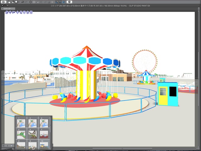 漫画背景用3D素材_「レジャーランド」(CLIP STUDIO用 3Dオブジェクト.cs3o)