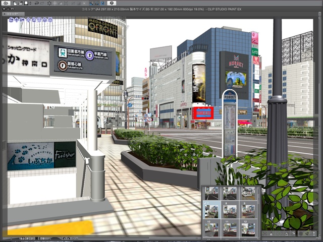 漫画背景用3D素材_「渋谷駅前」(CLIP STUDIO用 3Dオブジェクト)