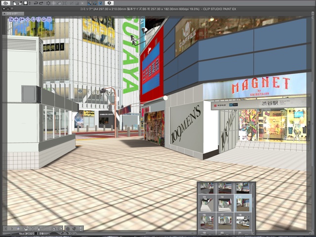 漫画背景用3D素材_「渋谷駅前」(CLIP STUDIO用 3Dオブジェクト)