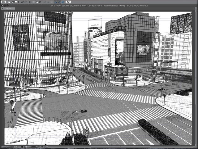 漫画背景用3D素材_「渋谷駅前」(CLIP STUDIO用 3Dオブジェクト)