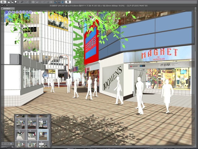 漫画背景用3D素材_「渋谷駅前」(CLIP STUDIO用 3Dオブジェクト)