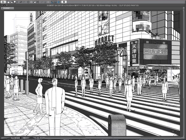 漫画背景用3D素材_「渋谷駅前」(CLIP STUDIO用 3Dオブジェクト)