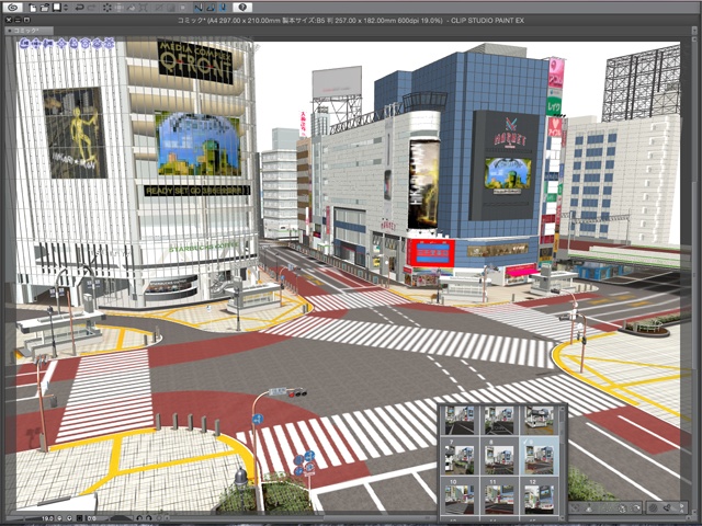 漫画背景用3D素材_「渋谷駅前」(CLIP STUDIO用 3Dオブジェクト)
