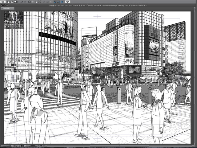 漫画背景用3D素材_「渋谷駅前」(CLIP STUDIO用 3Dオブジェクト)