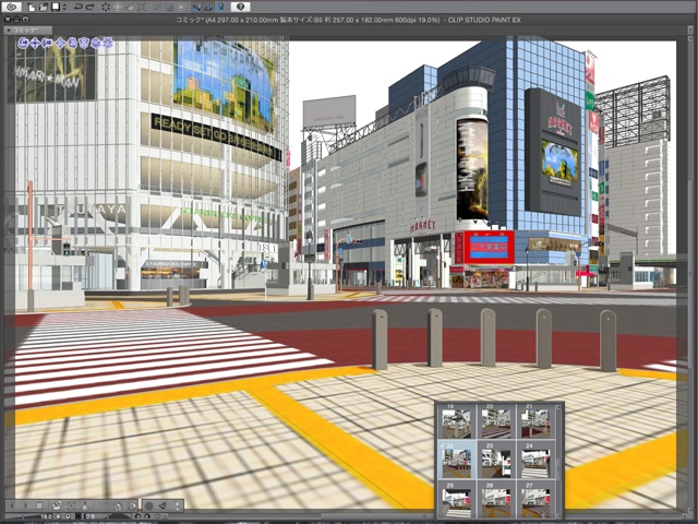 漫画背景用3D素材_「渋谷駅前」(CLIP STUDIO用 3Dオブジェクト)