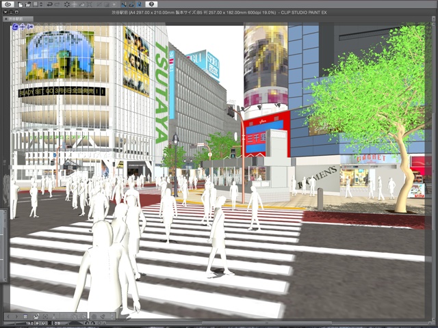 漫画背景用3D素材_「渋谷駅前」(CLIP STUDIO用 3Dオブジェクト)