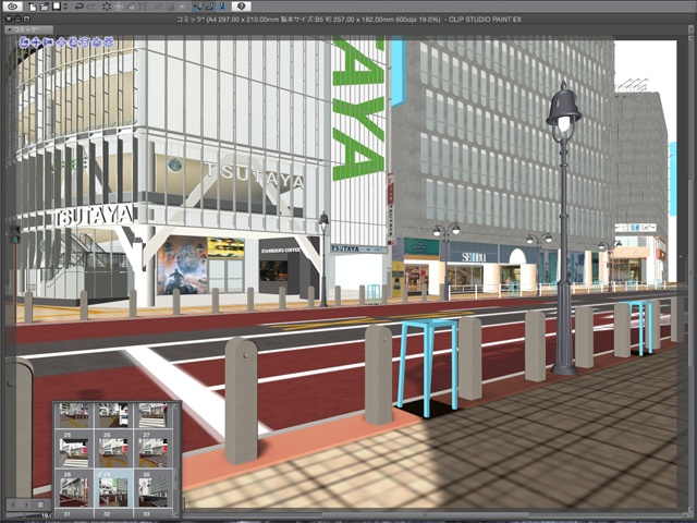 漫画背景用3D素材_「渋谷駅前」(CLIP STUDIO用 3Dオブジェクト)