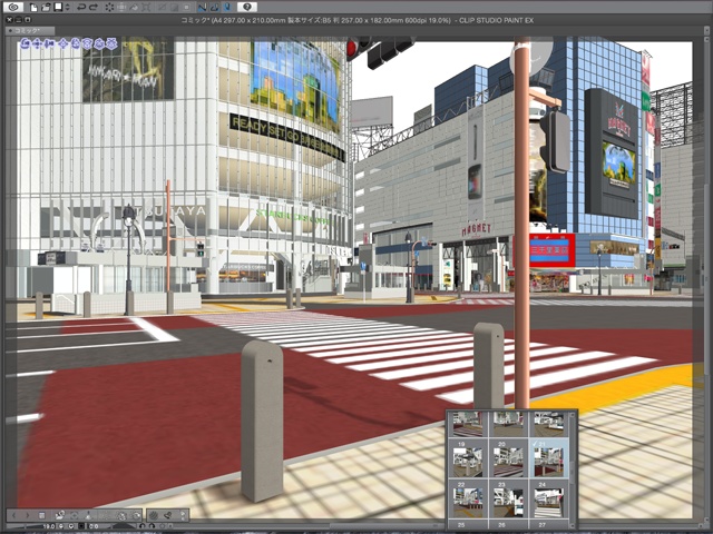 漫画背景用3D素材_「渋谷駅前」(CLIP STUDIO用 3Dオブジェクト)