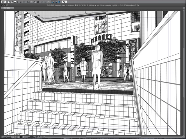 漫画背景用3D素材_「渋谷駅前」(CLIP STUDIO用 3Dオブジェクト)