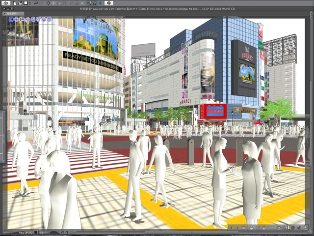 漫画背景用3D素材_「渋谷駅前」(CLIP STUDIO用 3Dオブジェクト)