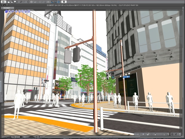 漫画背景用3D素材_「渋谷駅前」(CLIP STUDIO用 3Dオブジェクト)