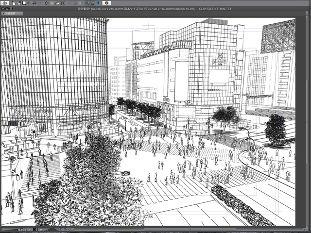 漫画背景用3D素材_「渋谷駅前」(CLIP STUDIO用 3Dオブジェクト)